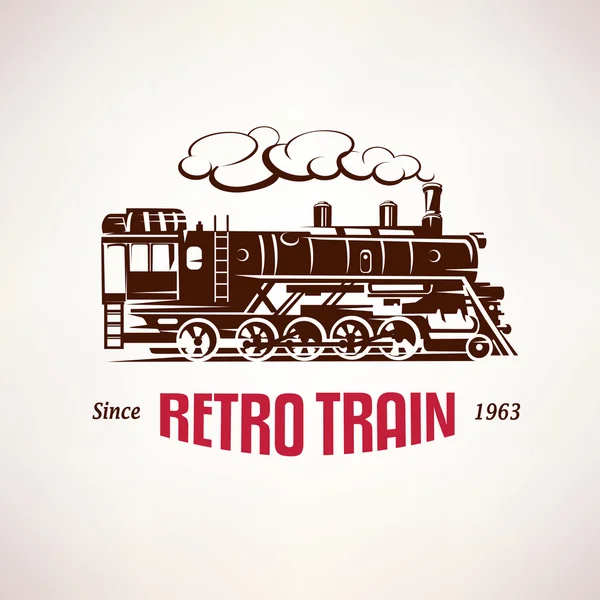 Retro train, vintage  vector symbol, emblem, label template — Stock Vector