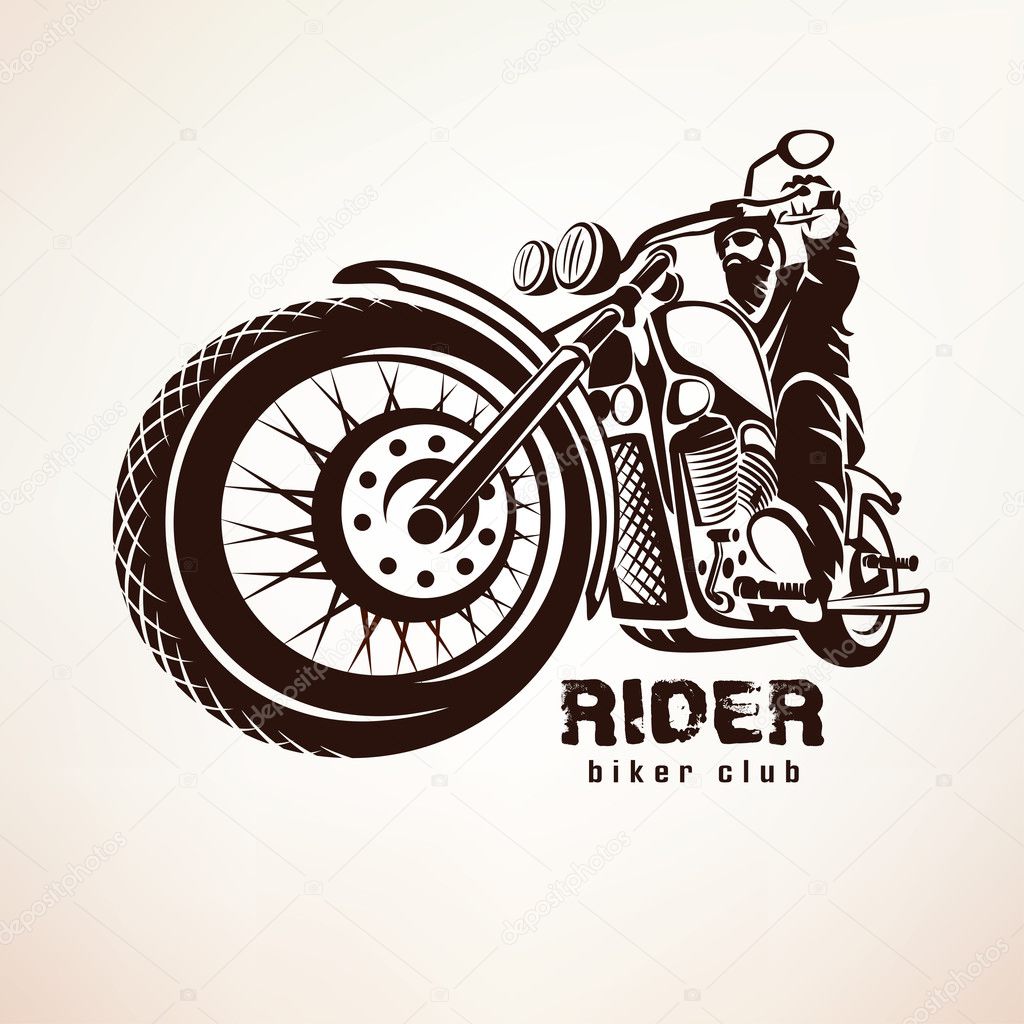 biker, motorcycle grunge vector silhouette