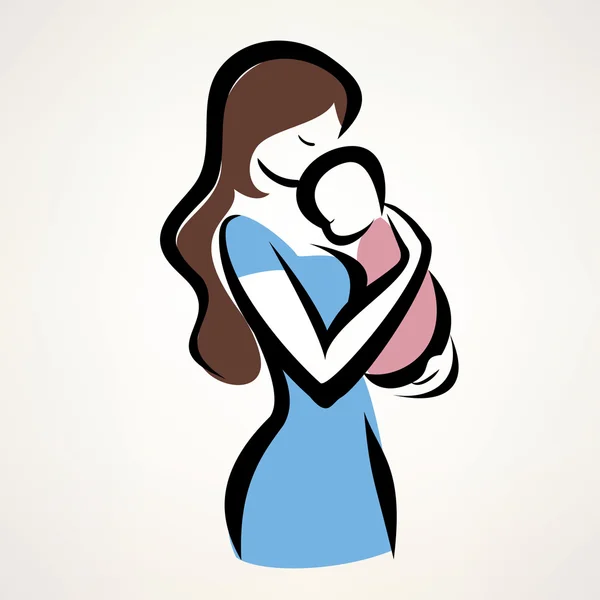 Simbolo di vettore isolato della mamma e del bambino — Vettoriale Stock