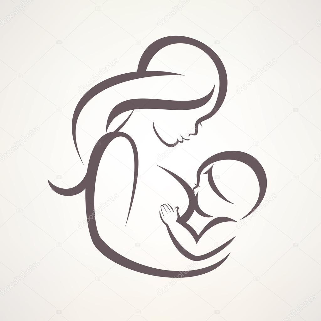 mother breastfeeding her baby symbol