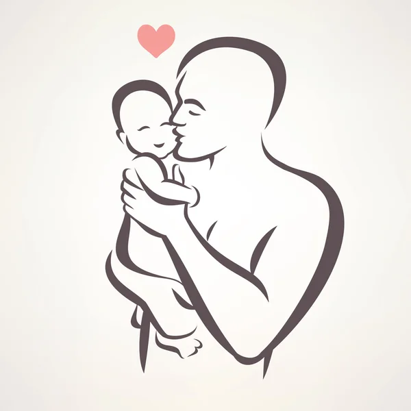 Father and baby isolated vector symbol — Stock Vector