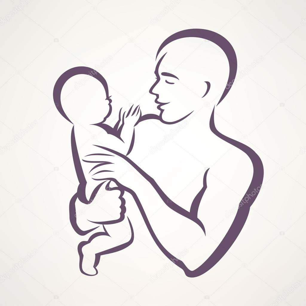 father and baby isolated vector symbol