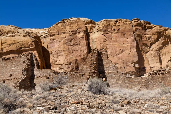 Antiche Rovine Pietra Mattoni Costruite Dal Popolo Anasazi Fondersi Contro — Foto Stock