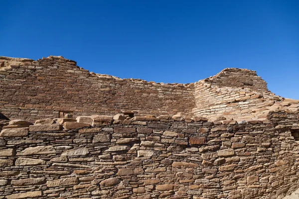 Ancient Rock Wall Details Chetro Ketl Great House Site Chaco — Stock fotografie