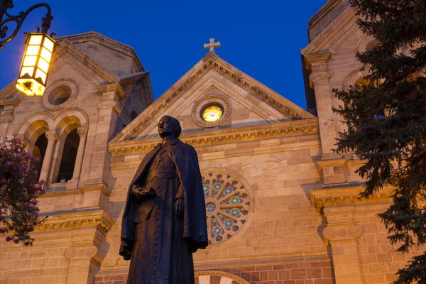 Cathedral Basilica Francis Assisi Located Santa New Mexico Twilight Soft — Stock Photo, Image