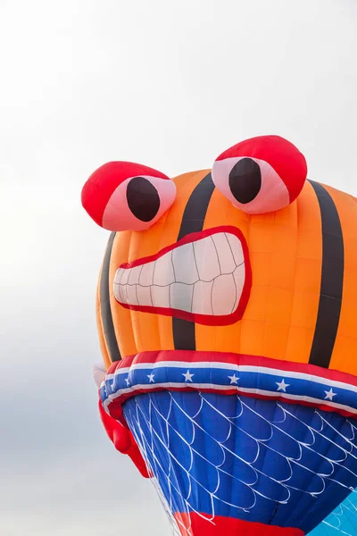 Une Montgolfière Qui Ressemble Ballon Basket Avec Visage Pressé Dans — Photo