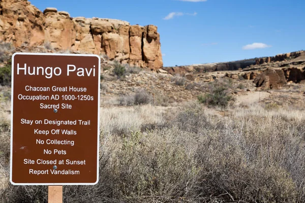 Chaco Canyon New Mexico Usa September 2014 Metal Sign Gives — 스톡 사진