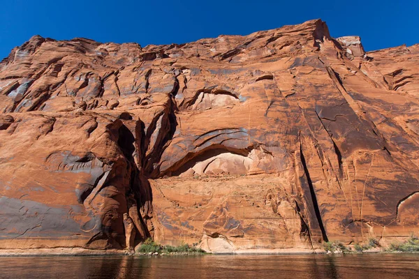 Eroding Sandstone Canyon Walls Creating Two Arch Patterns Newer Bright — Stock Photo, Image