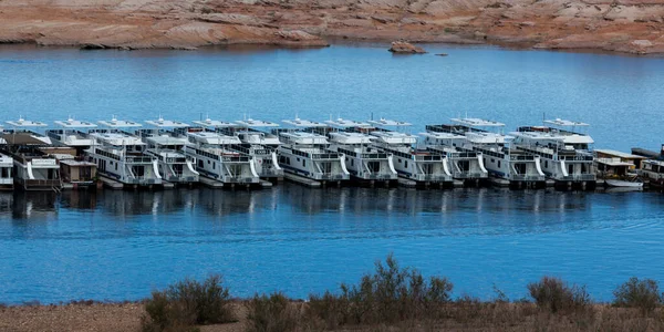 Page Arizona Usa October 2014 Row Sightseeing Cruise Boats Docked — Stock Photo, Image