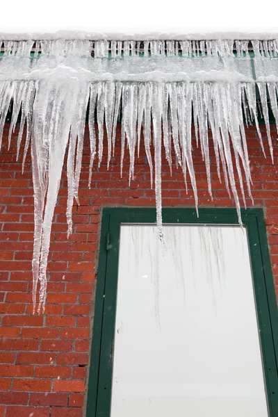 Long Icicles on a Gutter — Stock Photo, Image