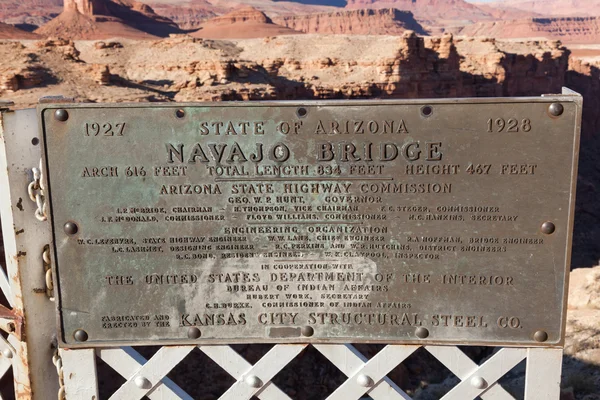Sinal histórico da ponte navajo — Fotografia de Stock
