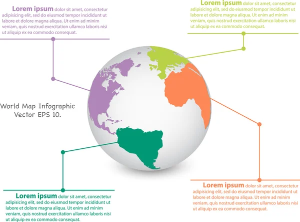 Mapa mundial de información gráfica para el concepto de comunicación, Ilustración del vector EPS 10.. — Vector de stock