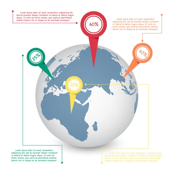 Mappa del mondo globo info grafica per concetto di comunicazione, Vector Illustration EPS 10 . — Vettoriale Stock