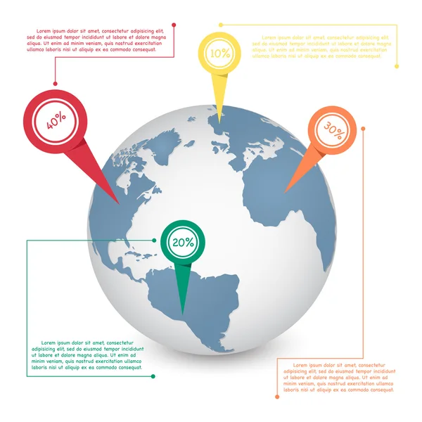 Mapa świata globus info grafika dla koncepcji komunikacji, Vector Illustration EPS 10. — Wektor stockowy