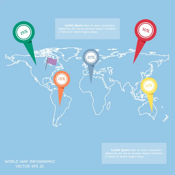 Mappa del mondo globo info grafica per concetto di comunicazione, Vector Illustration EPS 10 . — Vettoriale Stock