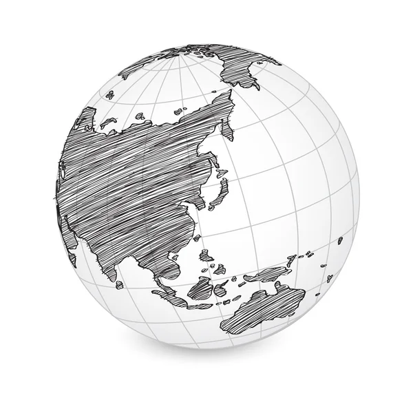 Mappa del mondo Earth Globe Vector line Sketched Up Illustrator, EPS 10 . — Vettoriale Stock