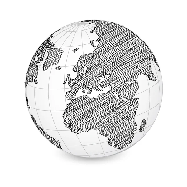 世界地図地球グローブ ベクトル線イラストレーター eps 10 をスケッチ. — ストックベクタ
