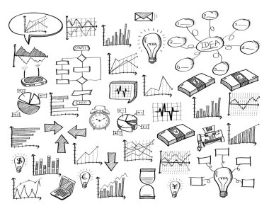 Doodle Infographic Diagram Finance Graph, Vector Illustration EPS 10.