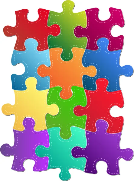 Colorful Jigsaw Puzzle Vector Illustration, EPS 10. — Stock Vector