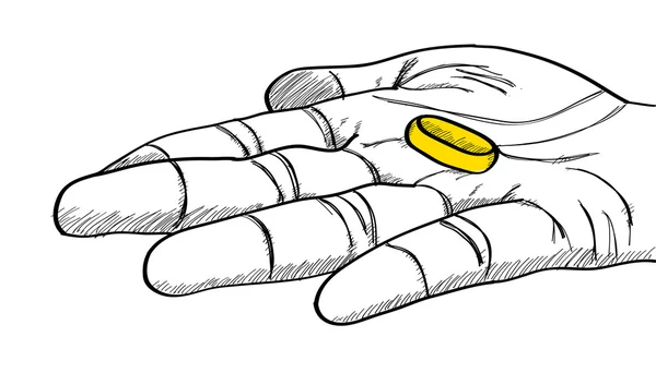 Doodle Golden Ring on Hand Line Sketched Up, Vector Illustration EPS 10. — Stock vektor