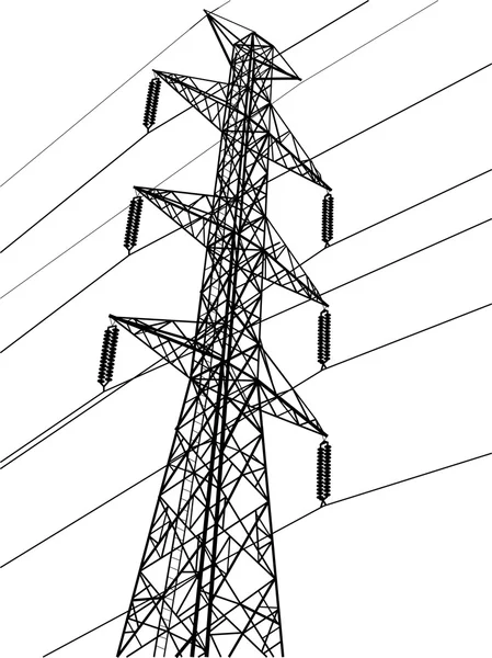 Línea vectorial de polo de potencia de alto voltaje esbozada, EPS 10 . — Vector de stock
