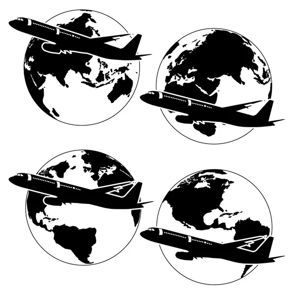 飞机，飞机运输概念在世界各地航运的概念 — 图库矢量图片