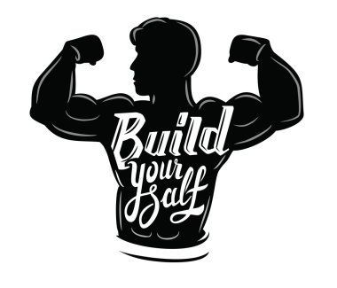 black muscle man clipart
