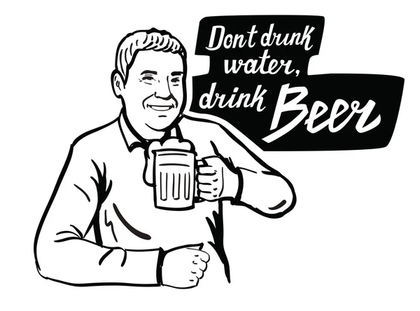 Hombre con cerveza — Vector de stock