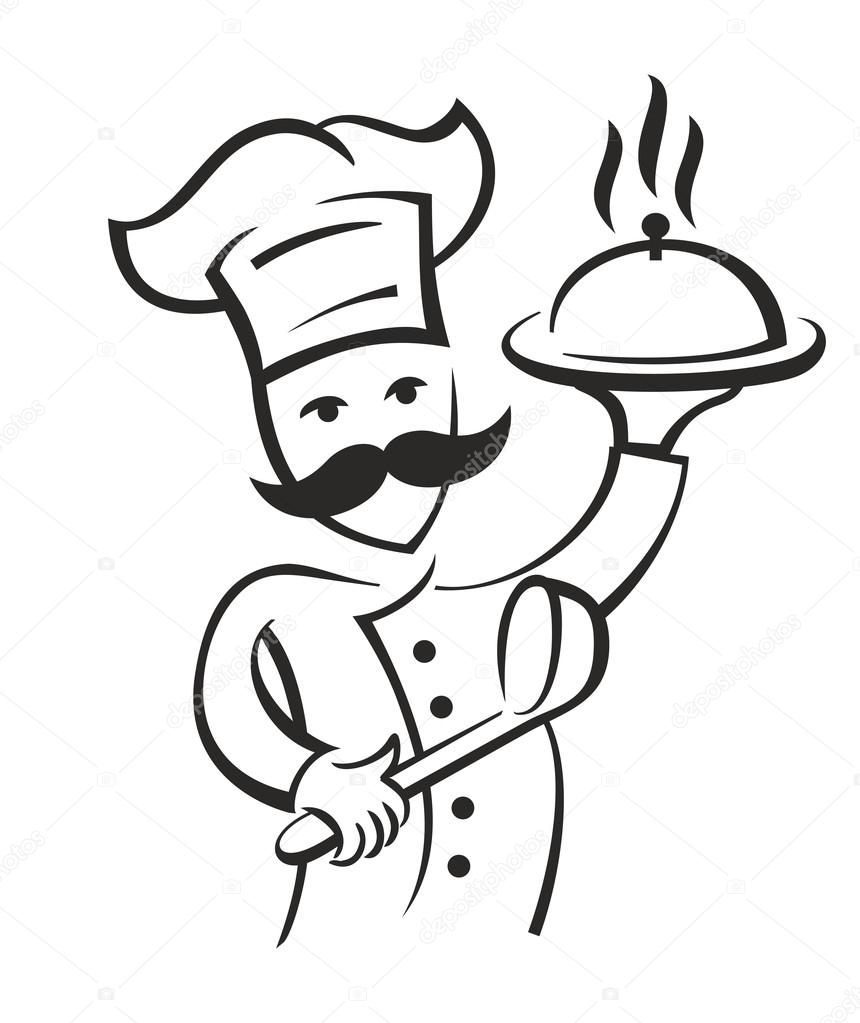 Vector black chef icon on white background