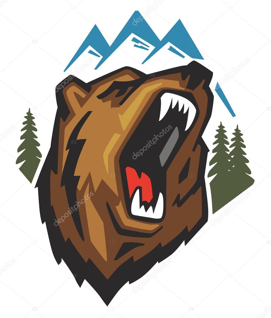 Vector Angry Bear Head on white background