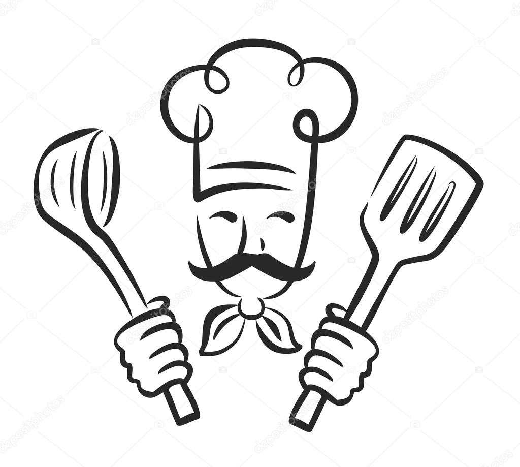 Vector black chef icon on white background