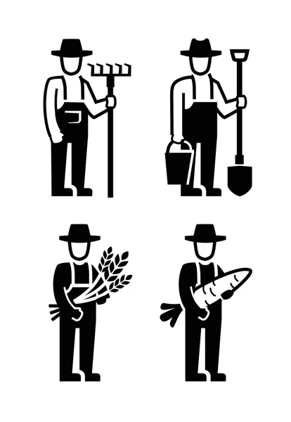 Vecteur noir agriculteur — Image vectorielle