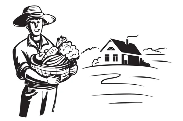 Vector black farmer — Stock Vector