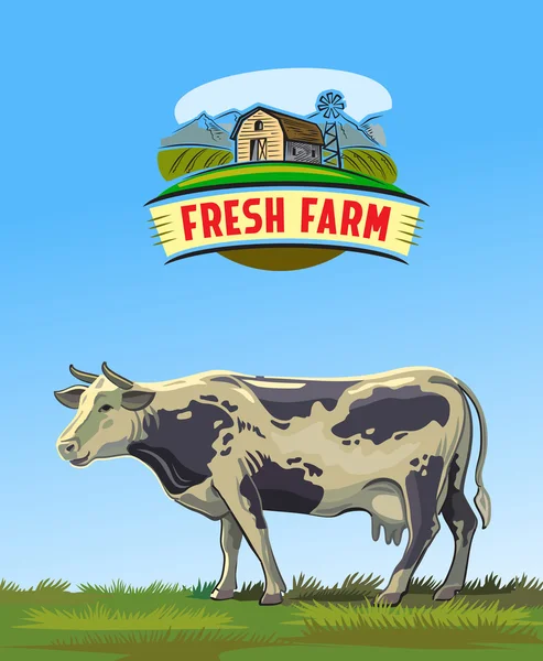 Cow and farm Stock Vector