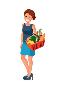 Alışveriş sepetli kadın.