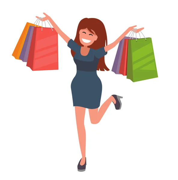 Menina com sacos de compras — Vetor de Stock