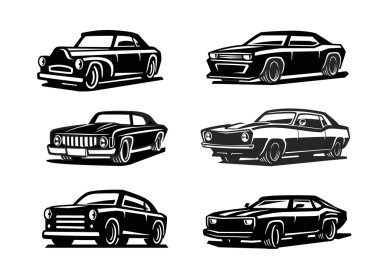 siyah vektör retro araba