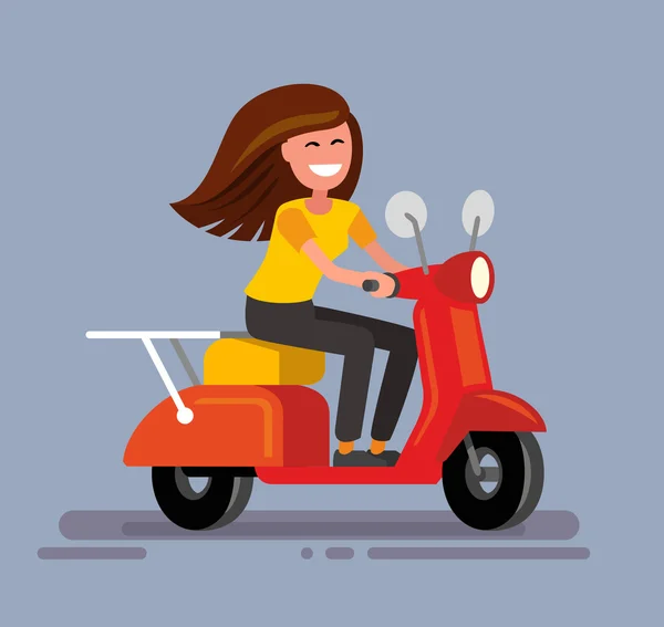 Девушка сидит на скутере — стоковый вектор