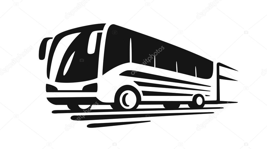 Sightseeing bus emblem on white