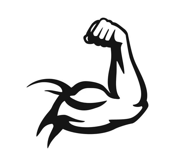 Kroppsbyggare hand emblem i svart på vitt — Stock vektor