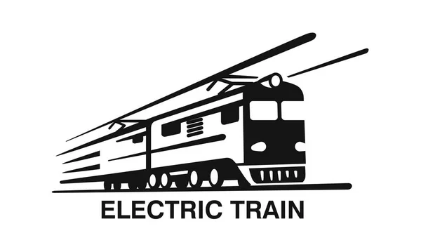 Beyaz arkaplanda elektrikli tren amblemi — Stok Vektör