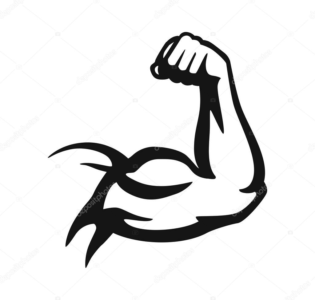 Bodybuilder hand emblem in black