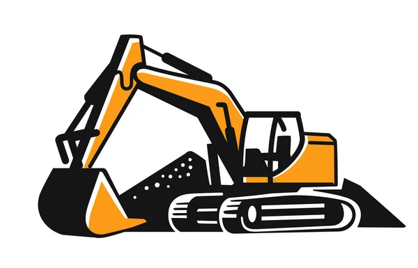 Logo del sitio de construcción de la excavadora sobre fondo blanco — Vector de stock