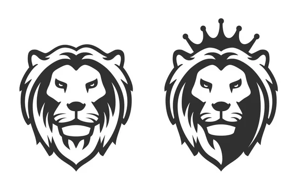 Emblema de la cabeza de león sobre fondo blanco — Vector de stock