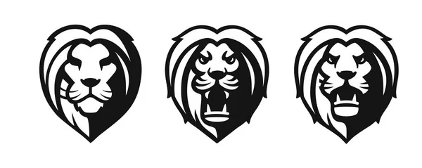 Emblema de la cabeza de león sobre fondo blanco — Vector de stock