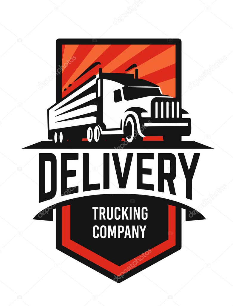 Truck logo template with text delivery. Vector illustration