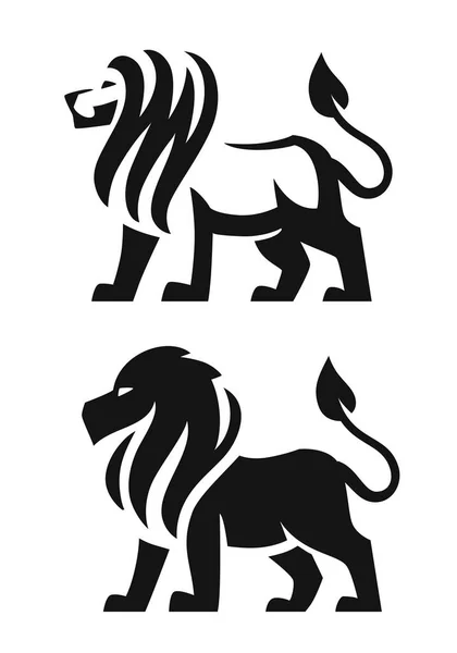 Two lion logos on white background — Stock Vector