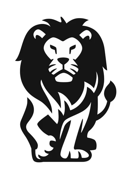Leão preto caminhando direito sobre fundo branco — Vetor de Stock