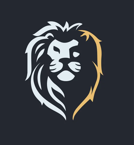 Emblema de cabeça de leão no fundo escuro — Vetor de Stock