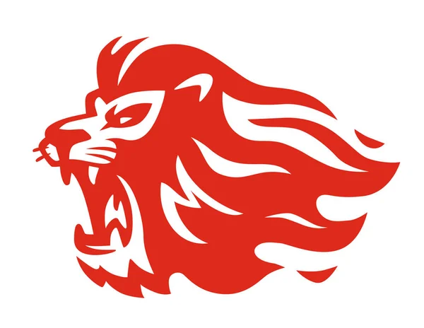 León de fuego emblema sobre fondo blanco — Archivo Imágenes Vectoriales